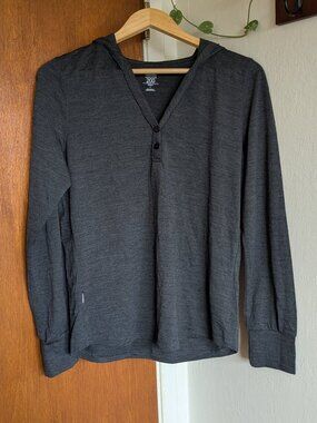 Icebreaker 100% Merino Wool Long Sleeve Shirt Hood Super Fine lite 200 Large
